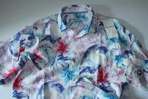 Tommy Bahama Shirt Garden Key Floral White Linen New LS Medium M - Picture 1 of 4