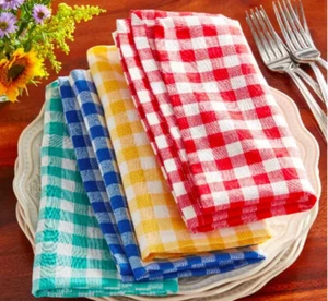 PIONEER WOMAN GINGHAM CLOTH NAPKINS SET OF 4 COTTON BLEND FABRIC New18 X 18 IN. - Picture 1 of 11