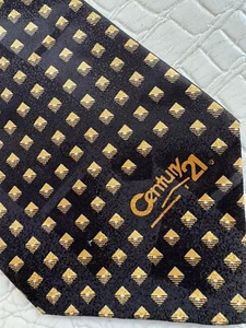 VTG Bruno Piatelli Century 21 Necktie Silk Woven Checked Black Gold 3.85” X 59.5 - Picture 1 of 10