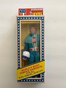 Vintage 1976 Ideal Evel Knievel Spielzeug Actionfigur in Box BLAUER ANZUG Stuntman
