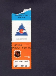 1981 OILERS vs COLORADO ROCKIES GAME 8 WAYNE GRETZKY 11/7 TICKET STUB SCORELESS - Picture 1 of 2