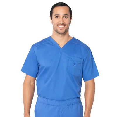 Blusa Médica Para Hombre Landau Essentials Cuello en V -# 4098 AZUL REAL SML-3XL Foto 1 de 4