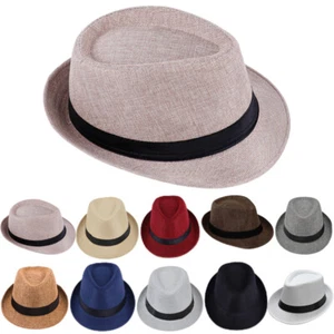 Mens Ladies Straw Trilby Sun Hat Womens Summer Panama Designer Fedora Beach Hat - Picture 1 of 22