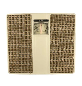 Vtg Borg Beige Rattan WoveN Bathroom Floor Scale Works 11” L x 9-1/2” W Retro - Picture 1 of 8