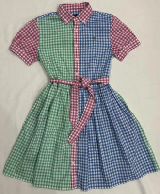 Polo Ralph Lauren Girls Gingham Short Sleeve Shirt Dress Size 16 NWOT - Image 1 of 4