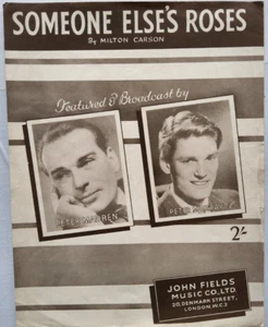 Someone Elses Roses by Miton Carlton vintage song sheet, music score sheet - Picture 1 of 2