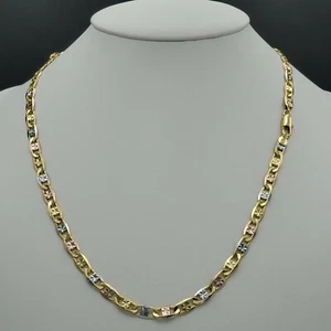 Collar de cadena tricolor chapado en oro - estilo marinero - 24 pulgadas de largo - 6 mm - Imagen 1 de 5