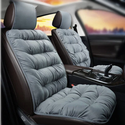 Car Seat Cover Protector Front Seats Cushion Gray Plush Pad For SUV Sedan Pickup - Image 1 of 4