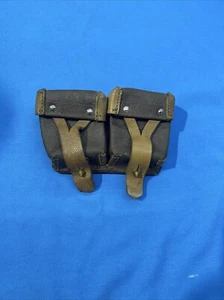 Vintage Brown Leather Military Double Ammo Cartridge Pouch. Belt pouch. WW1 WW2 - Picture 1 of 3