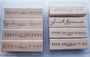Stampin Up Simple Sayings 1 and 2 Celebrate Friends Sayings Rubber Stamps 2001 - Picture 1 of 9
