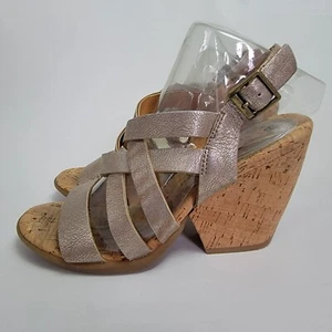 Korks by Kork-Ease Womens Soft Leather Strappy Wedges Silver Sandals Shoe Sz 9M - Picture 1 of 9