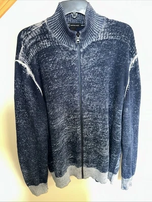 Suéter INC International Concepts Para Hombres XXL Cremallera Completa Azul Envejecido 100% Algodón Foto 1 de 4