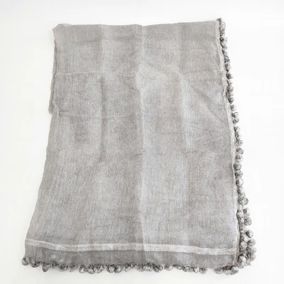 Estola pompón de algodón de seda Faliero Sarti gris claro 5-0918G◎ Foto 1 de 4