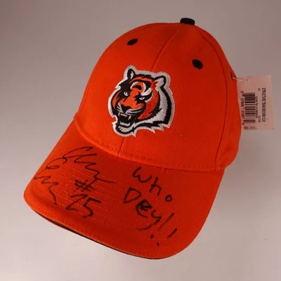 Gorra Cincinnati Bengals NFL ajustable naranja para hombre autografiada #75 Foto 1 de 4