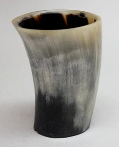 Vintage 3 1/2" HORN WHISKY CUP/ SHOT GLASS - Picture 1 of 9