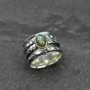 925 Sterling Silver Labradorite Gemstone Women's Handmade Ring All Size - Picture 1 of 5