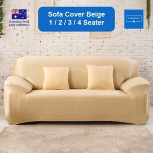 Beige Sofa Cover Stretch Slipcover Protector for Couch Lounge - Machine Washable - Picture 1 of 6