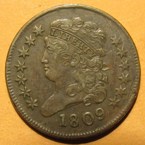 1809 CLASSIC HEAD HALF CENT, XF/AU  ~  SMOOTH SURFACES, NICE DETAILS, RICH TONES Cover