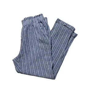 Joe Benbasset Womens M Blue & White Striped Elastic Pill On Cuffed Pants - Picture 1 of 9