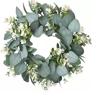 12'' Artificial Eucalyptus Wreath - Green Leaf Farmhouse Decor for Door & Home - Picture 1 of 10