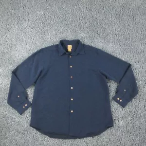 Jos A Bank Shirt Mens Large Blue Textured Hawaiian Button Up - Picture 1 of 11