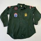 Boy Scouts of America Vintage 50er Jahre Herren Knopf Shirt Outdoor Camp Patches grün S