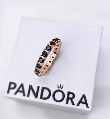 New 100% Authentic PANDORA Rose Gold Black Sparkling Row Eternity Ring 180050C02 - Image 1 of 4