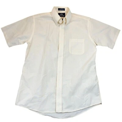 Stafford Mens Oxford Dress Shirt 15.5 Neck Short Sleeve Wrinkle Free Cream - Image 1 of 4