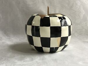 Mackenzie Childs Courtly Check WP Magnet+LARGE Hand Painted Ceramic APPLE NEW