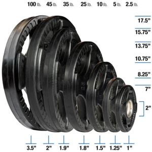 Body-Solid Rubber Grip Olympic Plates 2.5, 5, 10, 25, 35, 45, 100 lb. - Picture 1 of 57