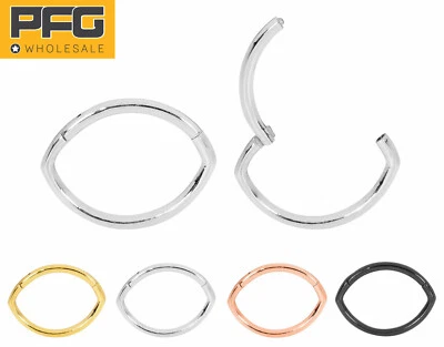 1 Pair Surgical Steel Oval Hinged Hoop Segment Nose Septum Ring Sleeper Earrings Foto 1 de 4