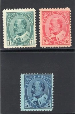 1903-08 Canada. UNI/SC#89-91. SG#175/178. Mint, Lightly Hinged, FVF.  - Image 1 of 2
