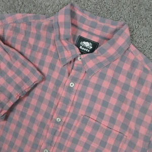 Roots Shirt Mens Extra Large Pink Gingham Check Outdoor Breathable Button Up EUC - Picture 1 of 9