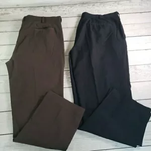LOT OF 2 Axist Dress Pants Mens 40x30 Black Brown Flat Front - Picture 1 of 12