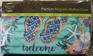 Briarwood Lane Summer Magnetic Vinyl Mailbox Cover Beach Flip Flops Nautical New - Picture 1 of 10