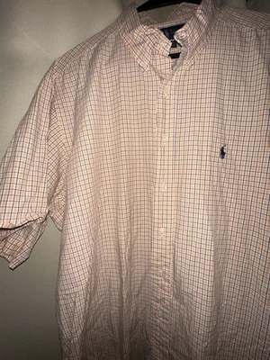 Polo Ralph Lauren Men's Short-sleeve Button-down Shirt Orange Plaid Size Xl EUC - Image 1 of 4