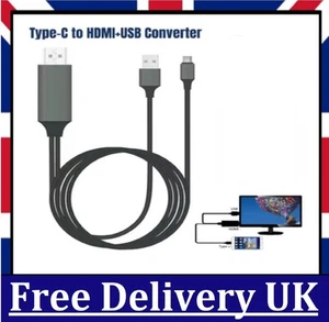 USB-C to HDMI 4K Cable Converter Type-C Adapter for HD TV with USB 3.1 Power, UK - Picture 1 of 7