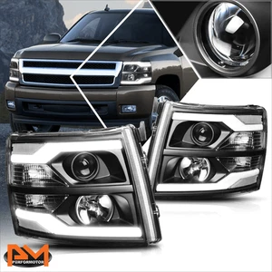 Faro/lámpara proyector de barra LED DRL doble para 07-14 Chevy Silverado negro/transparente - Imagen 1 de 7