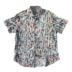 Robert Graham Multicolor AOP Mens Large Cotton S/S Button Front Spirits Drinks - Picture 1 of 7