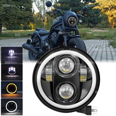 5.75" 5-3/4" LED Headlight Hi/Lo Turn Signal For Honda Rebel CMX125 CMX 500 250 - Image 1 of 4
