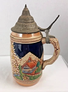 Gerz 8 3/4" Lidded Beer Stein W. Germany Stuttgart Fernsehturm Kohe 211m STAMPED - Picture 1 of 13