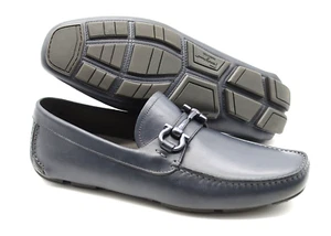 Men's Salvatore Ferragamo 'Parigi LE' Navy Blue Leather Loafers Size US 9.5 - EE - Picture 1 of 7