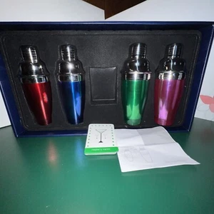 Brookstone Partini Martini Shaker Set di 4 Shaker Colorati con Carte Martini - Foto 1 di 19