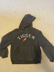 DISNEY Hoodie Kids Unisex Medium Gray Fleece TIGGER Hooded Sweatshirt Pockets - Picture 1 of 5