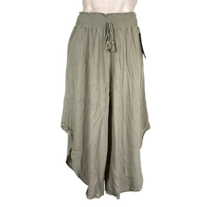 Damen-Pull-On-Hose Marke Rewash Größe L salbeigrün weites Bein fließend hoher Bund, neu mit Etikett - Bild 1 von 9