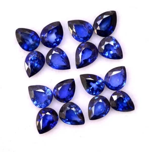 Natural Blue Sapphire Pear Cut 5x4 mm Lot 05 Pcs 1.62 CTS Loose Gemstones - Picture 1 of 7