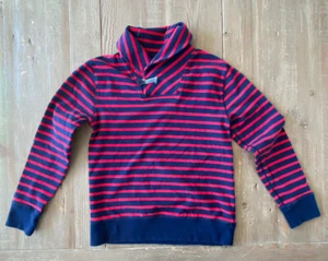 Crewcuts Boys Blue Sweater Cowl Neck Collar Toggle Button Nautical Stripe Sz 14 - Picture 1 of 17