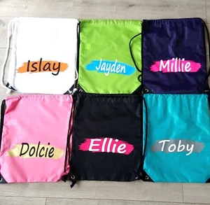 Personalised PE Bag School Bag Gym Kit Sports Named Sports Kit Swimming Bag - Picture 1 of 5