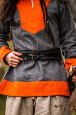 LEONARDO CARBONE Wikinger Gürtel Axel Doppelgürtel Keltische Punzierung braun schwarz Leder