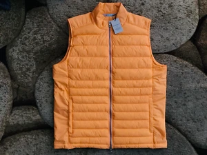 Peter Millar Crown Elite leichte gefütterte Golfweste grün Herren Größe Medium orange neu mit Etikett - Bild 1 von 8